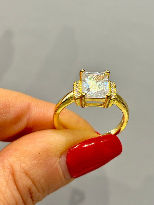 Anello argento Gold rettangolo