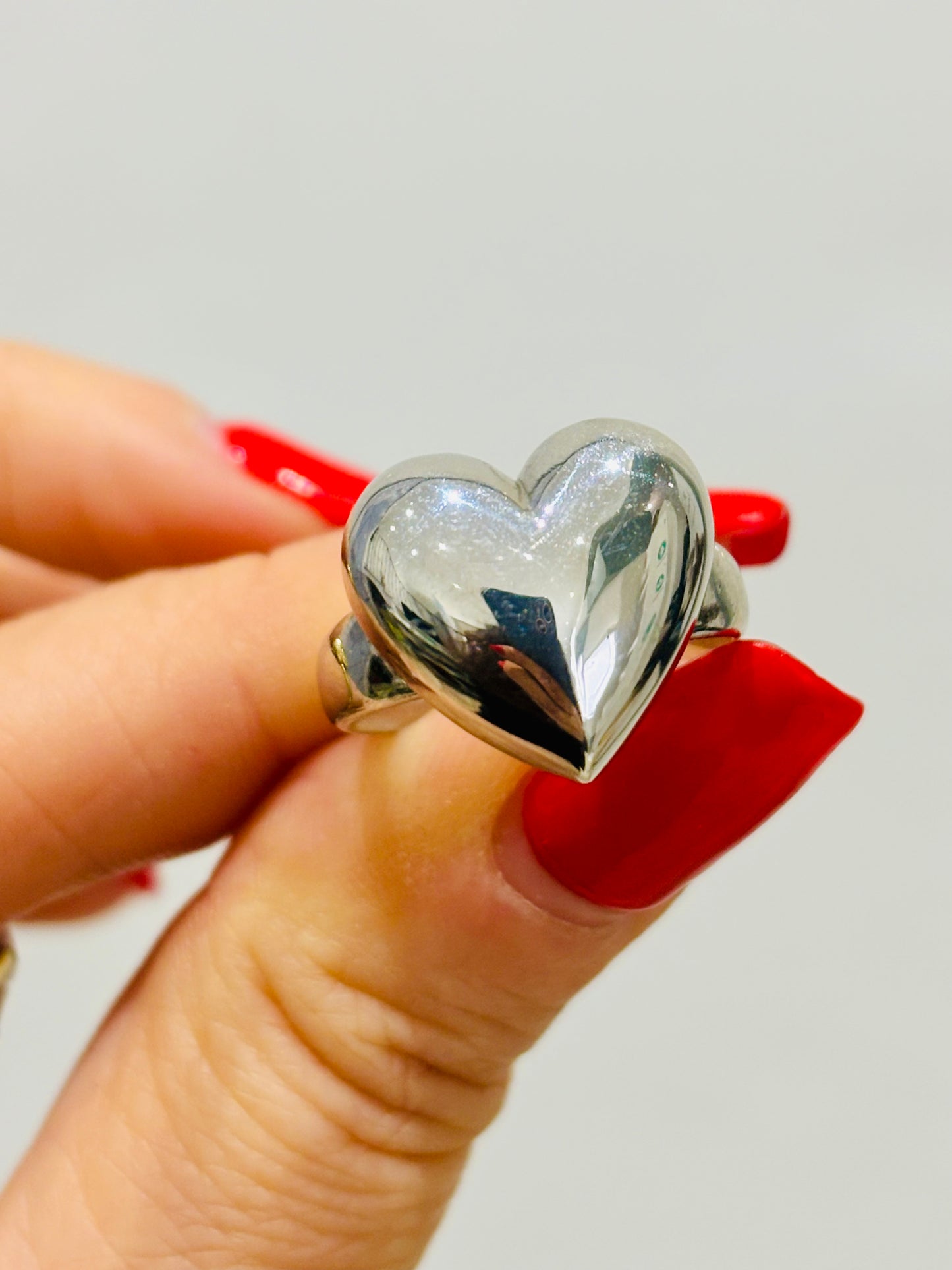 Anello cuore bombè argento